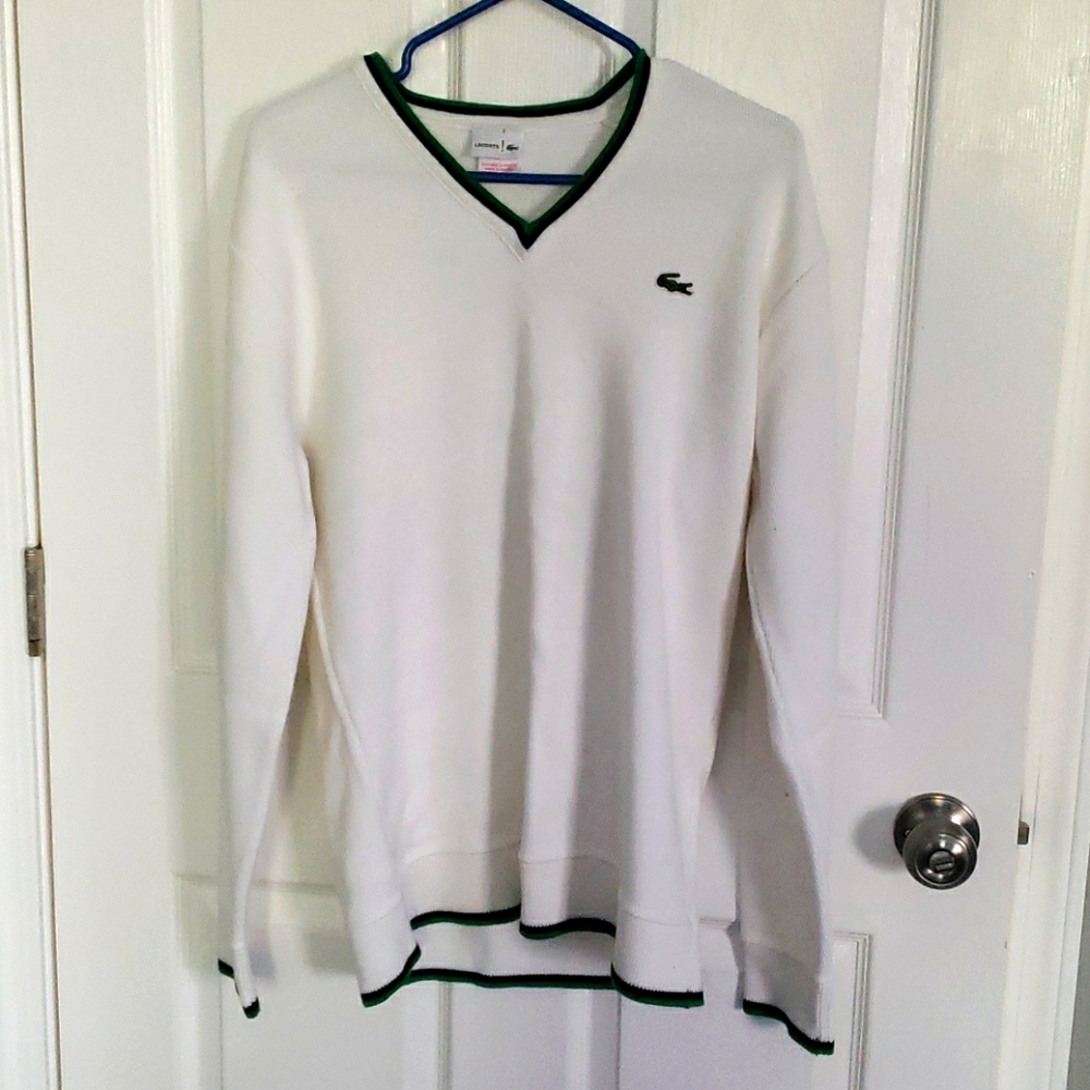 Mens L Lacoste white sweater